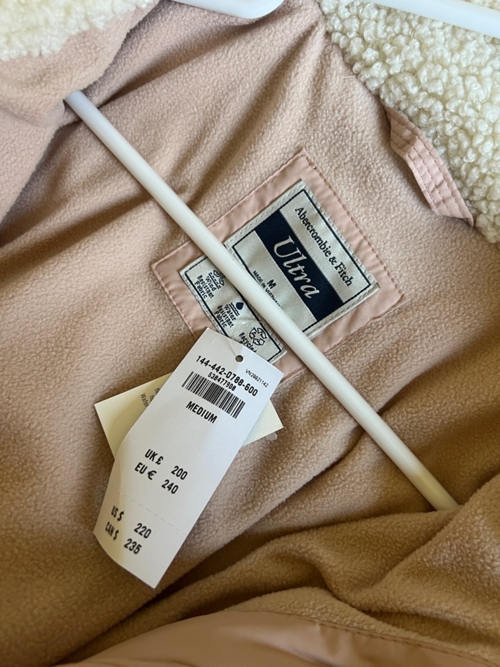 Abercrombie & Fitch Ultra Long Puffer Coat Blush Pink NWT - Picture 4 of 6